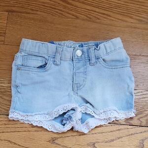 Little Girls Denim & Lace Shorts